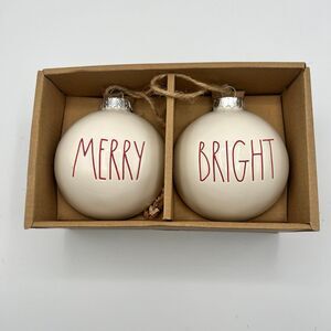 Rae Dunn Christmas Ornaments Set of 2 MERRY & BRIGHT